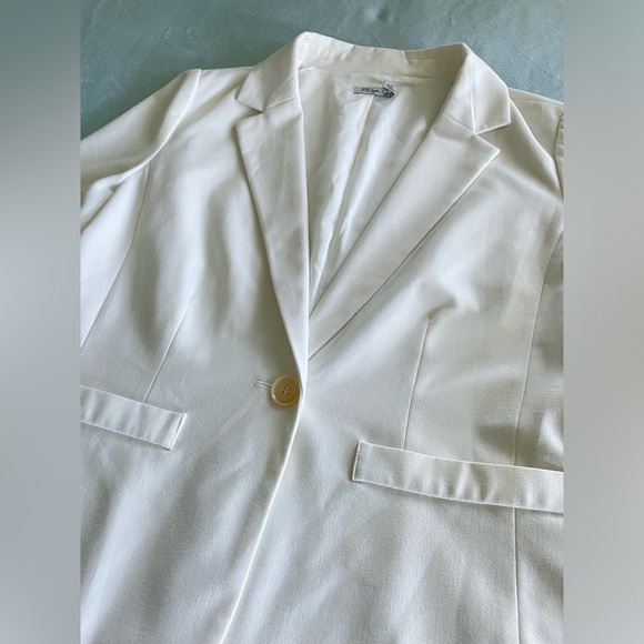 Vintage Eliza J White Blazer Jacket 3/4 Sleeve Minimalist Career Office Size M - Picture 7 of 16